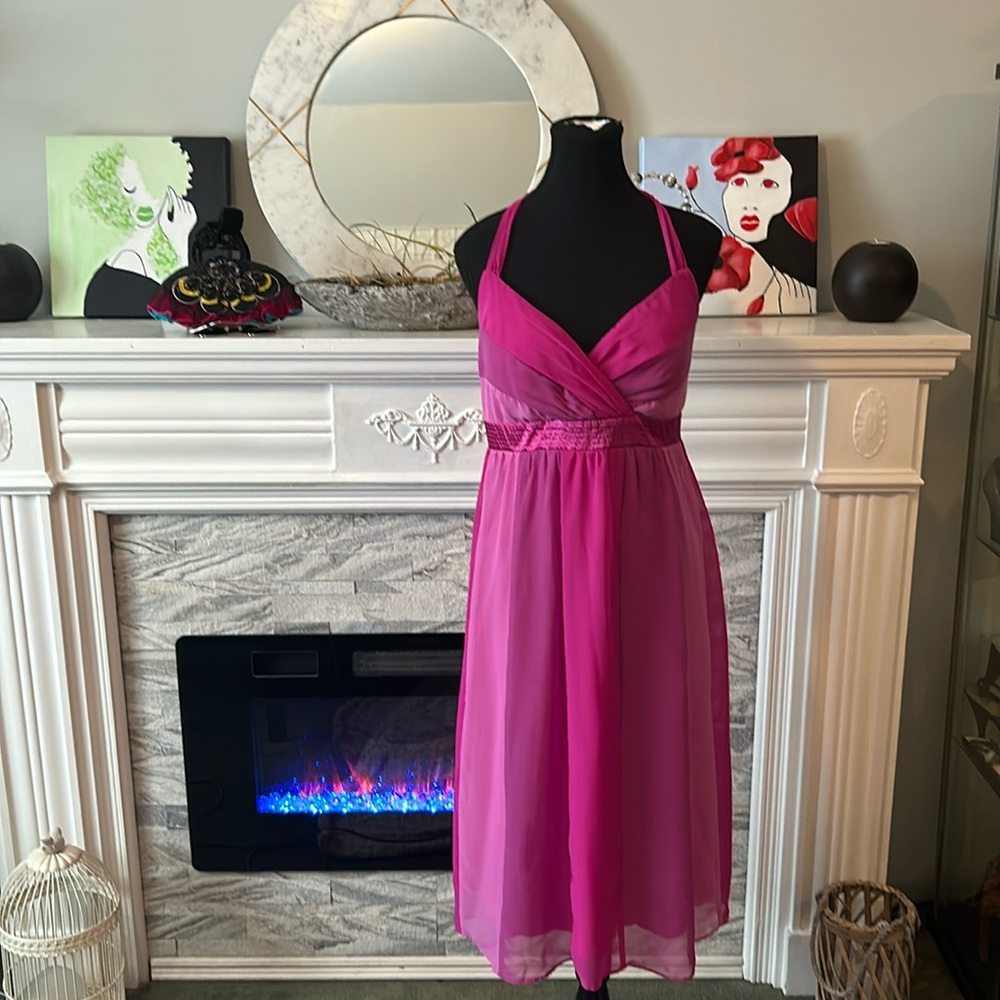 Ombré pink dress size 14 halter style with back zipper